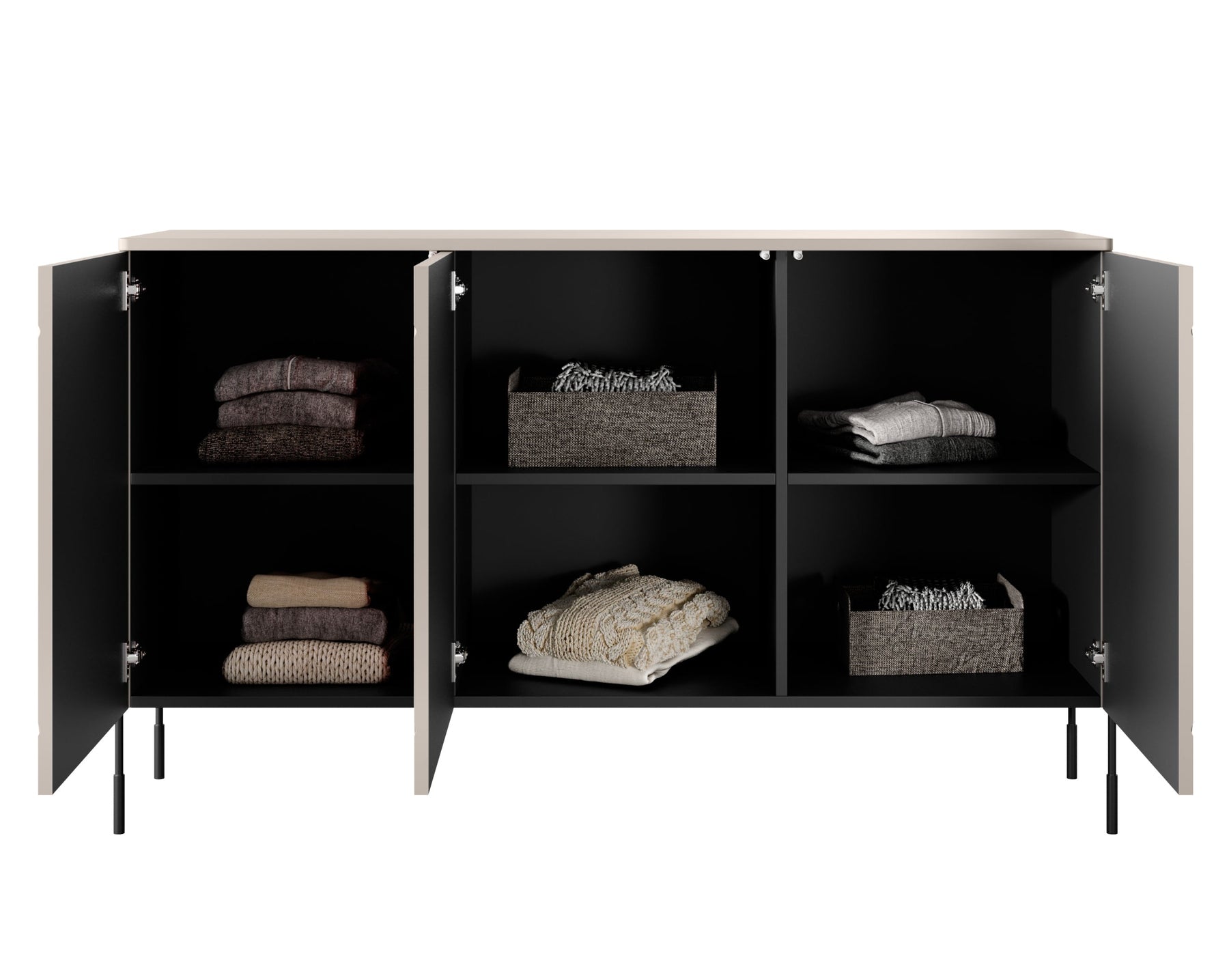 Madia 3 ante cashmere con piede in metallo Sonatia 154x90 cm