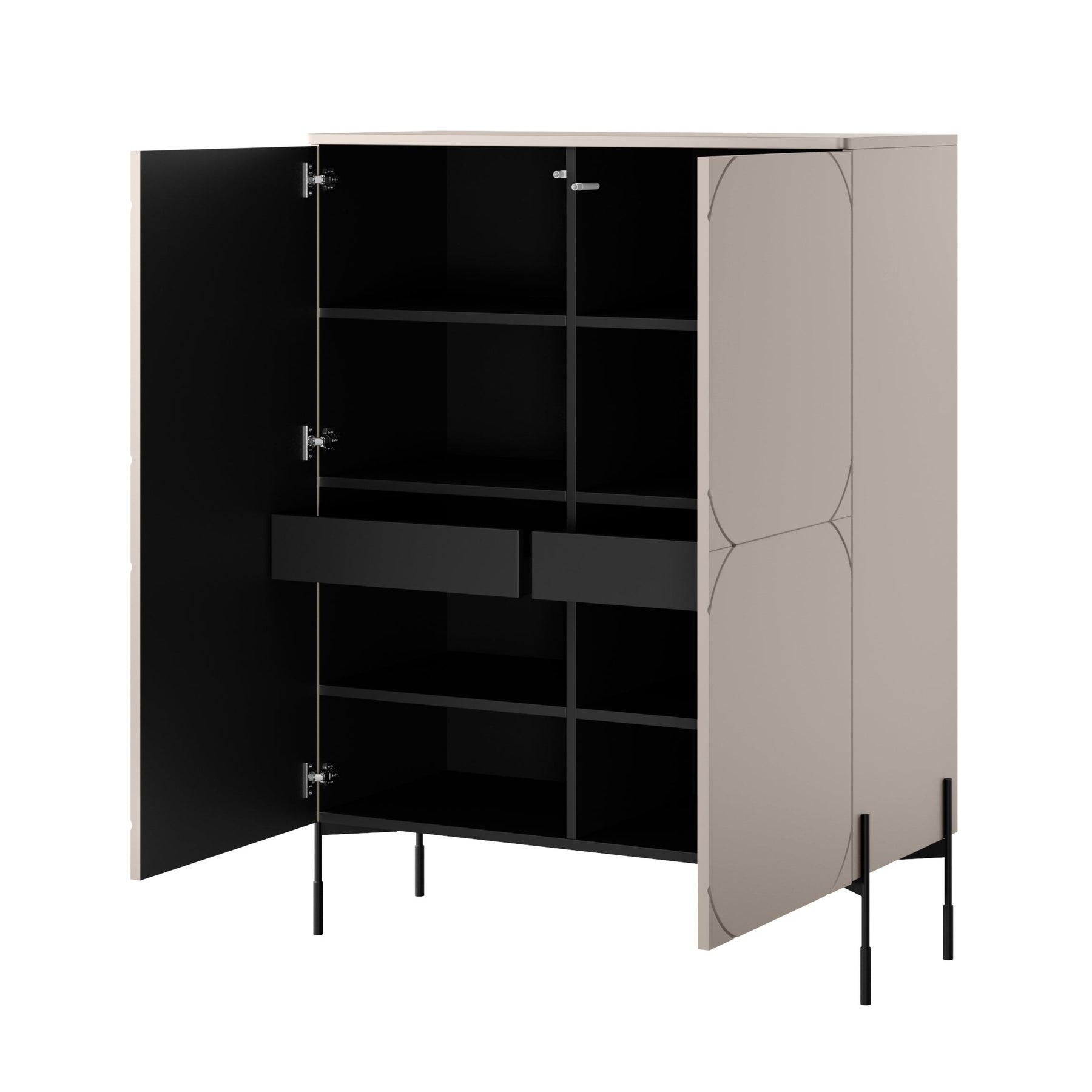 Credenza 2 ante con piede in metallo cashmere Sonatia 124x140 cm