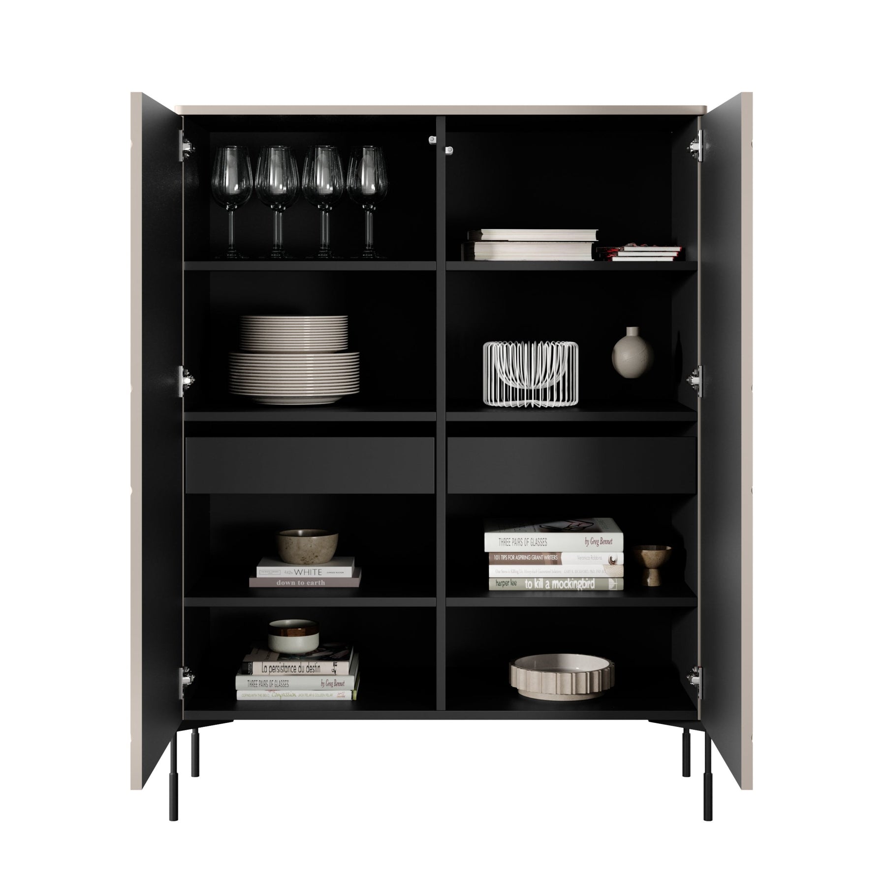 Credenza 2 ante con piede in metallo cashmere Sonatia 124x140 cm