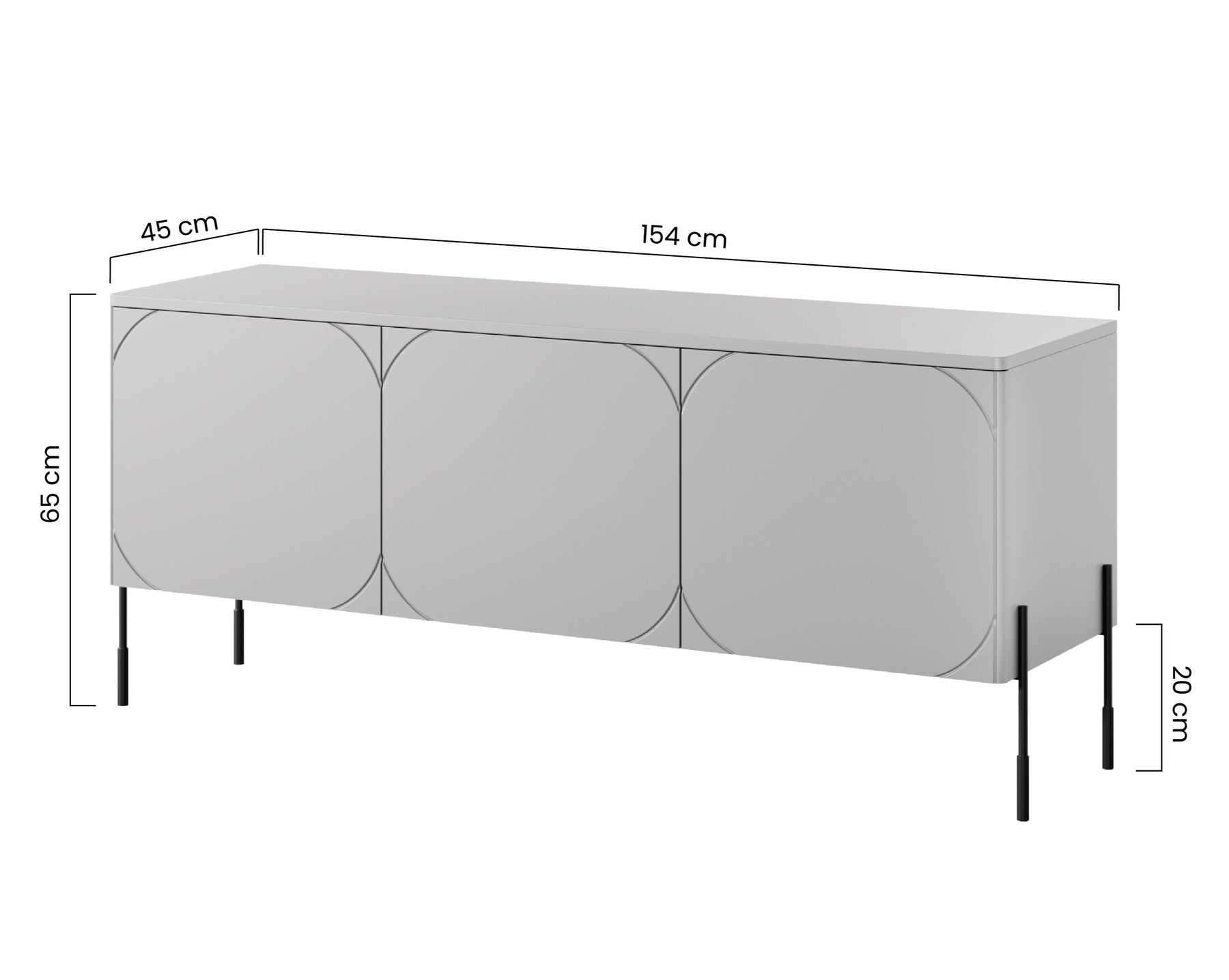 Mobile TV 3 ante cashmere con piede in metallo nero Sonatia 154x65 cm