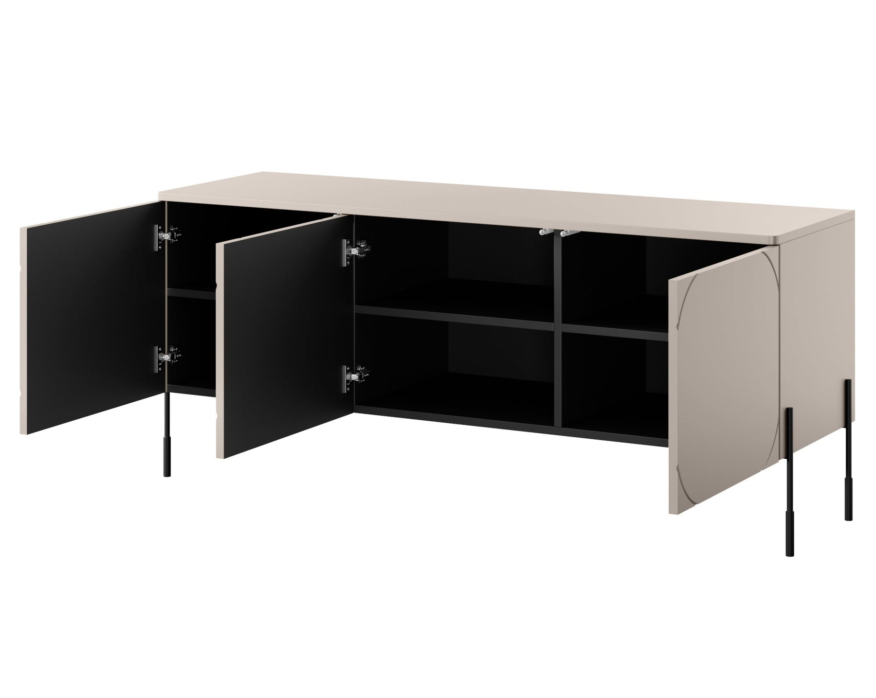 Mobile TV 3 ante cashmere con piede in metallo nero Sonatia 154x65 cm