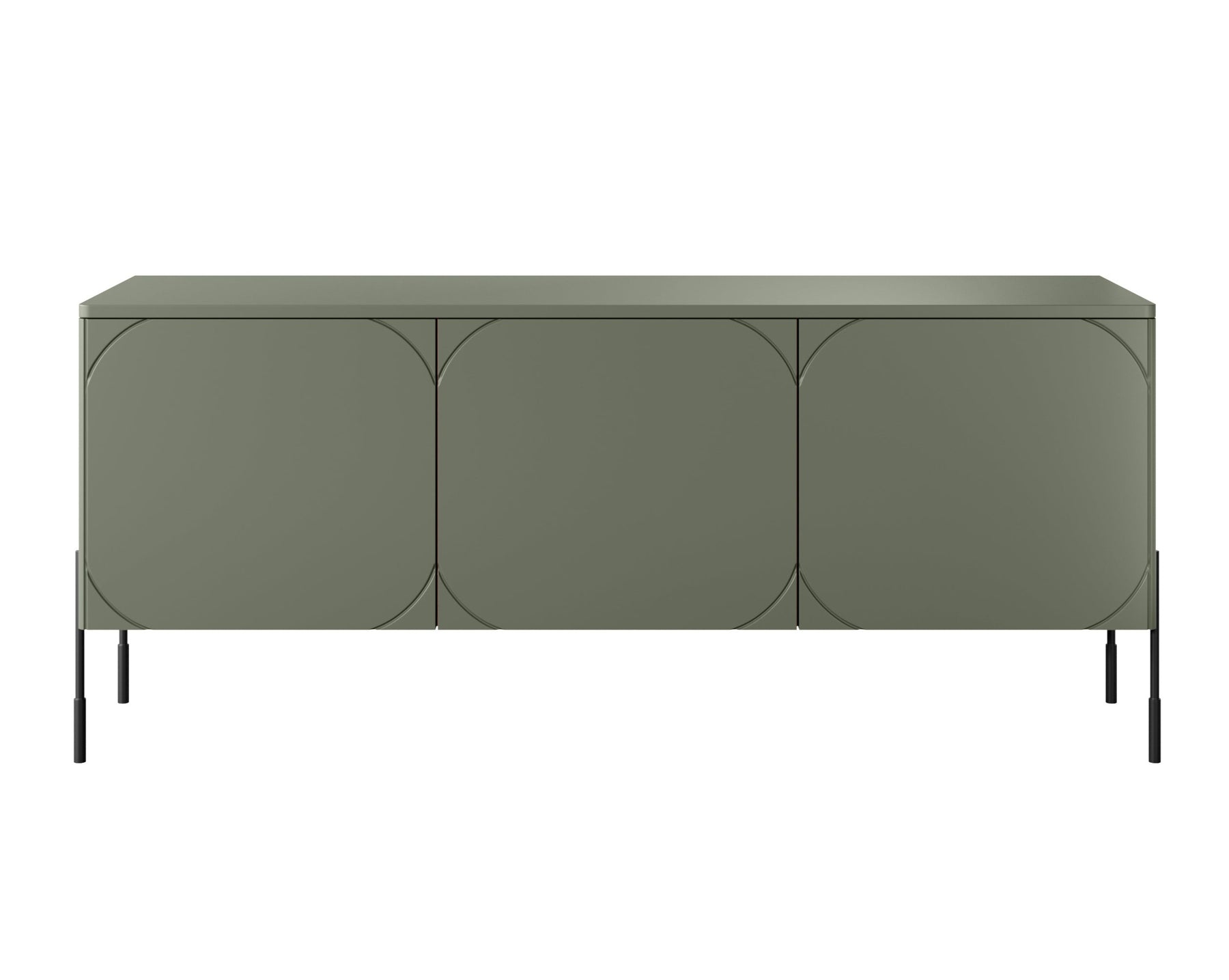 Mobile TV 3 ante verde oliva con piede in metallo nero Sonatia 154x65 cm