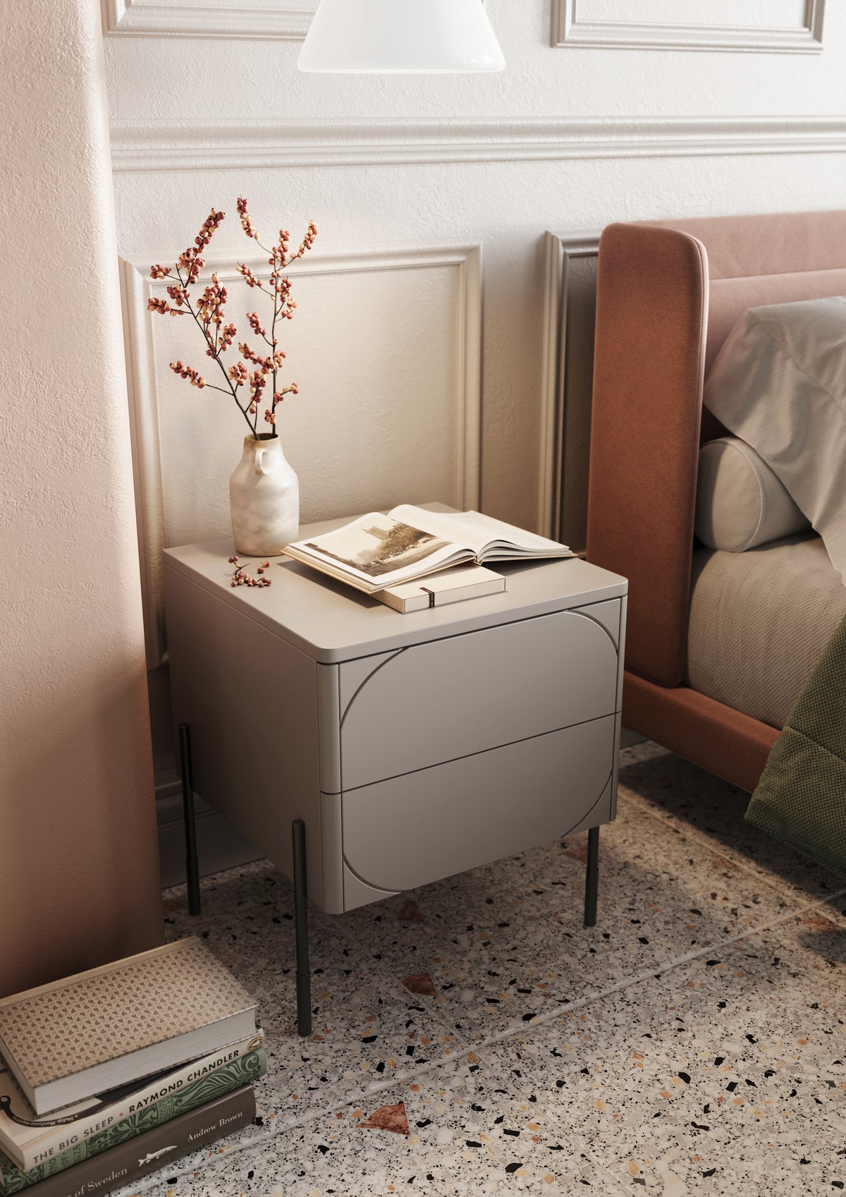 Comodino 2 cassetti cashmere Sonatia 49x55 cm