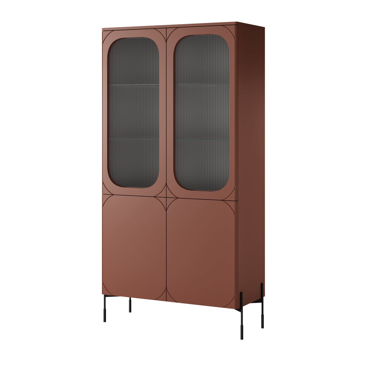 Vetrina 2 ante con piede in metallo bordeaux Sonatia 104x200 cm