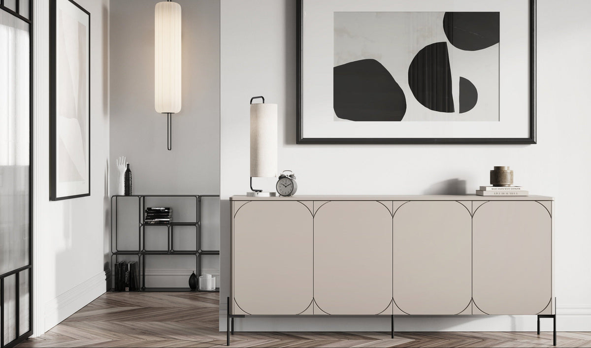 Madia 4 ante con piede in metallo cashmere Sonatia 204x90 cm
