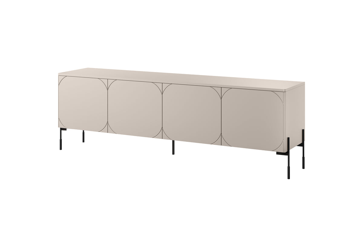 Mobile TV 4 ante con piede in metallo cashmere Sonatia 204x65 cm