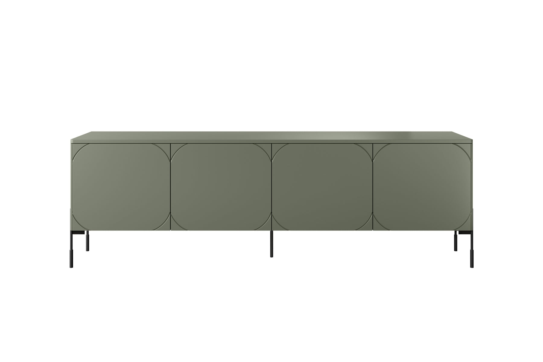 Mobile TV 4 ante con piede in metallo verde oliva Sonatia 204x65 cm