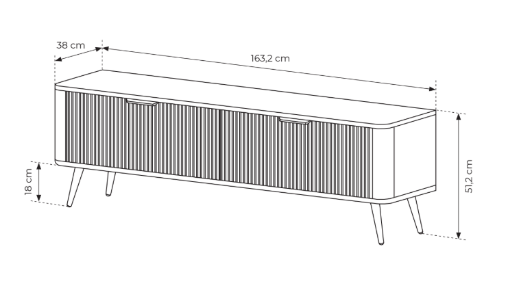 Mobile TV con 2 ante Essenza 163x51 cm