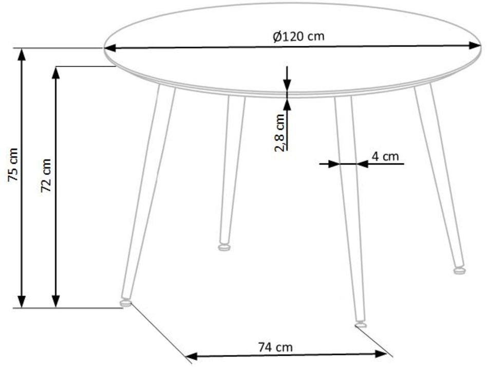 Tavolo tondo per 4 persone nero Argo 120x75 cm