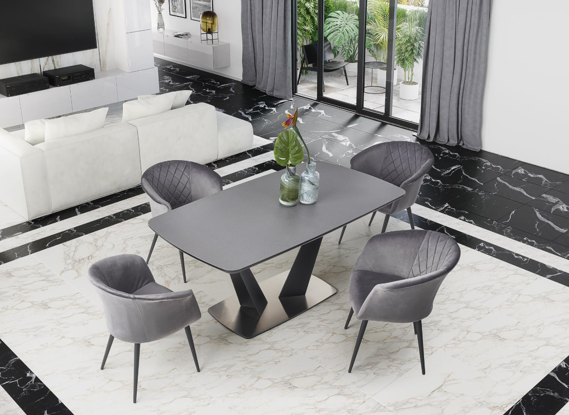 Tavolo allungabile per 6/8 persone grigio Victor 160/220x90 cm