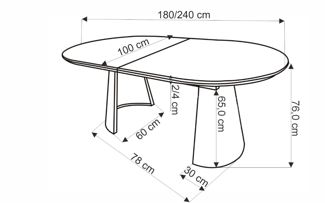 Tavolo allungabile per 6/8 persone Athos 180/240x100 cm