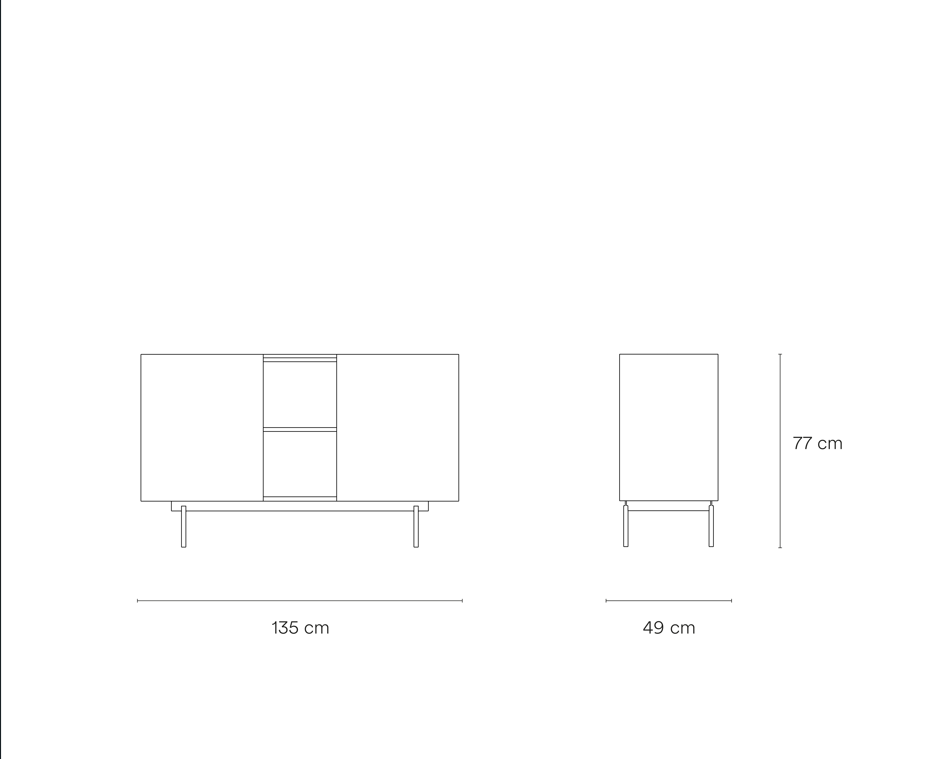 Madia 2 ante 3 cassetti legno rovere e grigio antracite Otto 135x78 cm