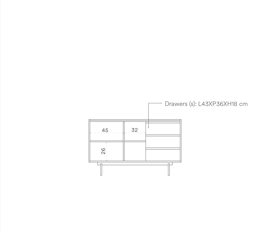 Madia 2 ante 3 cassetti legno rovere e grigio antracite Otto 135x78 cm