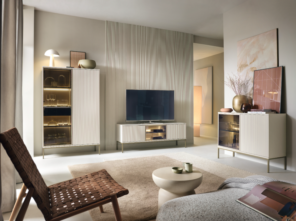 Credenza a 2 ante con LED integrato Aura 104x83 cm