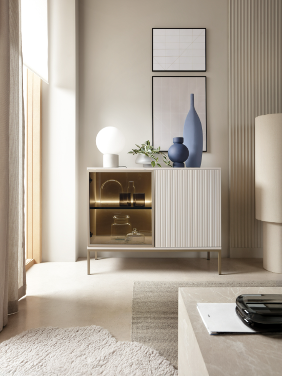 Credenza a 2 ante con LED integrato Aura 104x83 cm