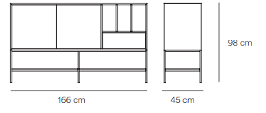 Madia 2 ante 1 cassetto con gambe in metallo Platt 166x98 cm