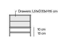 Comodino 2 cassetti con gambe in metallo Platt 55x55 cm