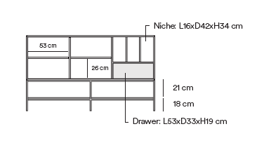 Madia 2 ante 1 cassetto con gambe in metallo Platt 166x98 cm