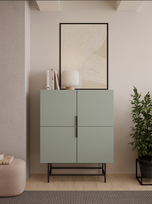 Credenza 4 ante con gamba in metallo Elide 100x128 cm