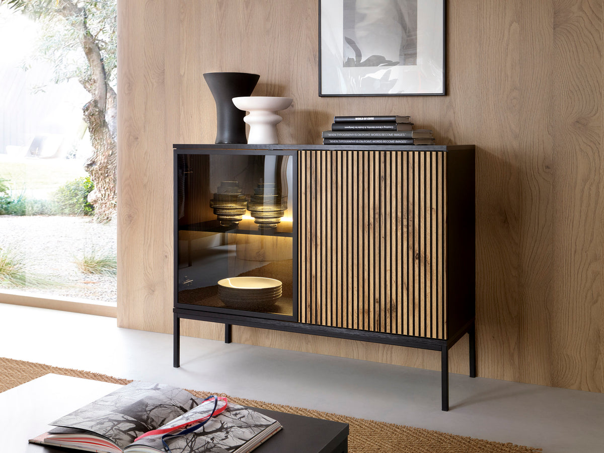 Credenza a 2 ante con LED integrato Aura 104x83 cm