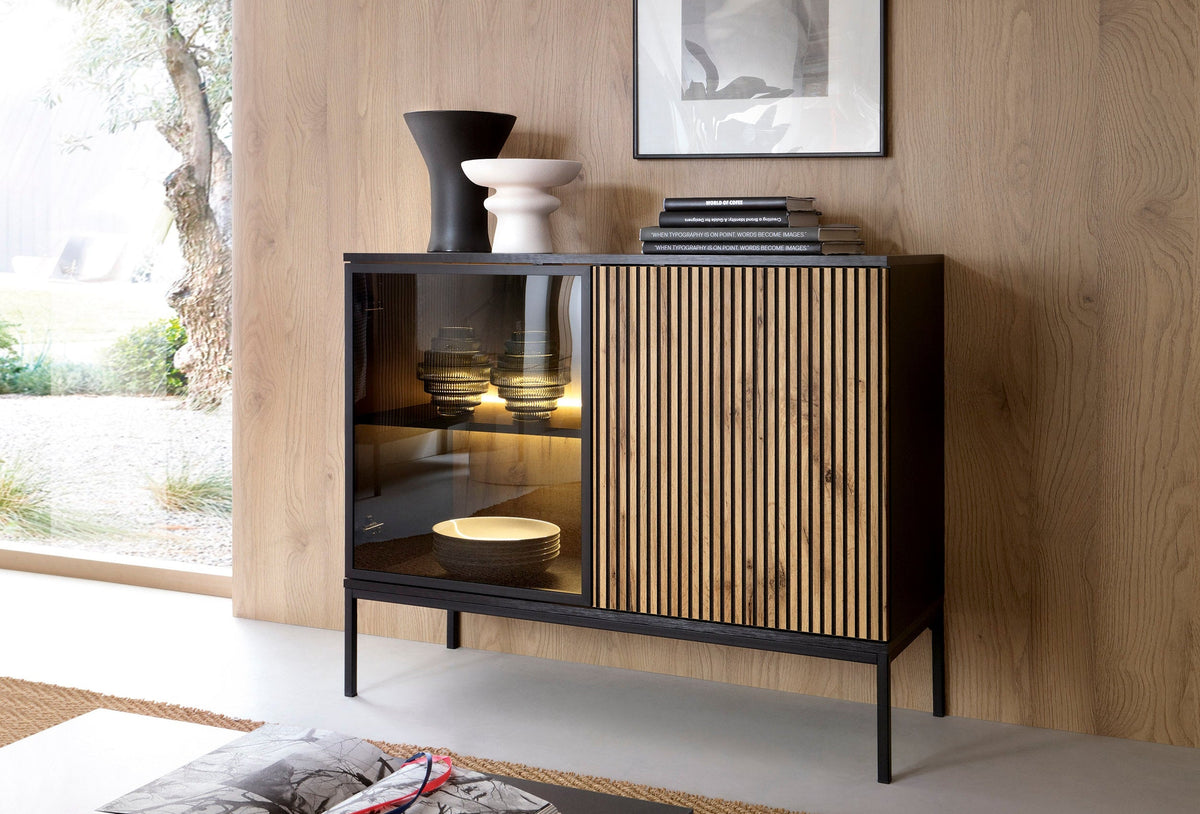 Credenza a 2 ante con LED integrato Aura 104x83 cm