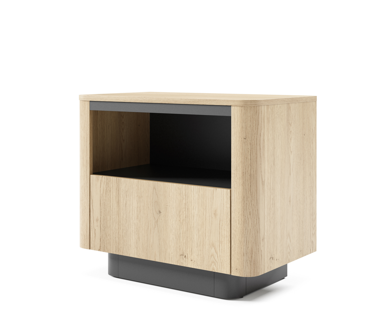 Comodino 1 cassetto rovere/nero Libra 63x50 cm