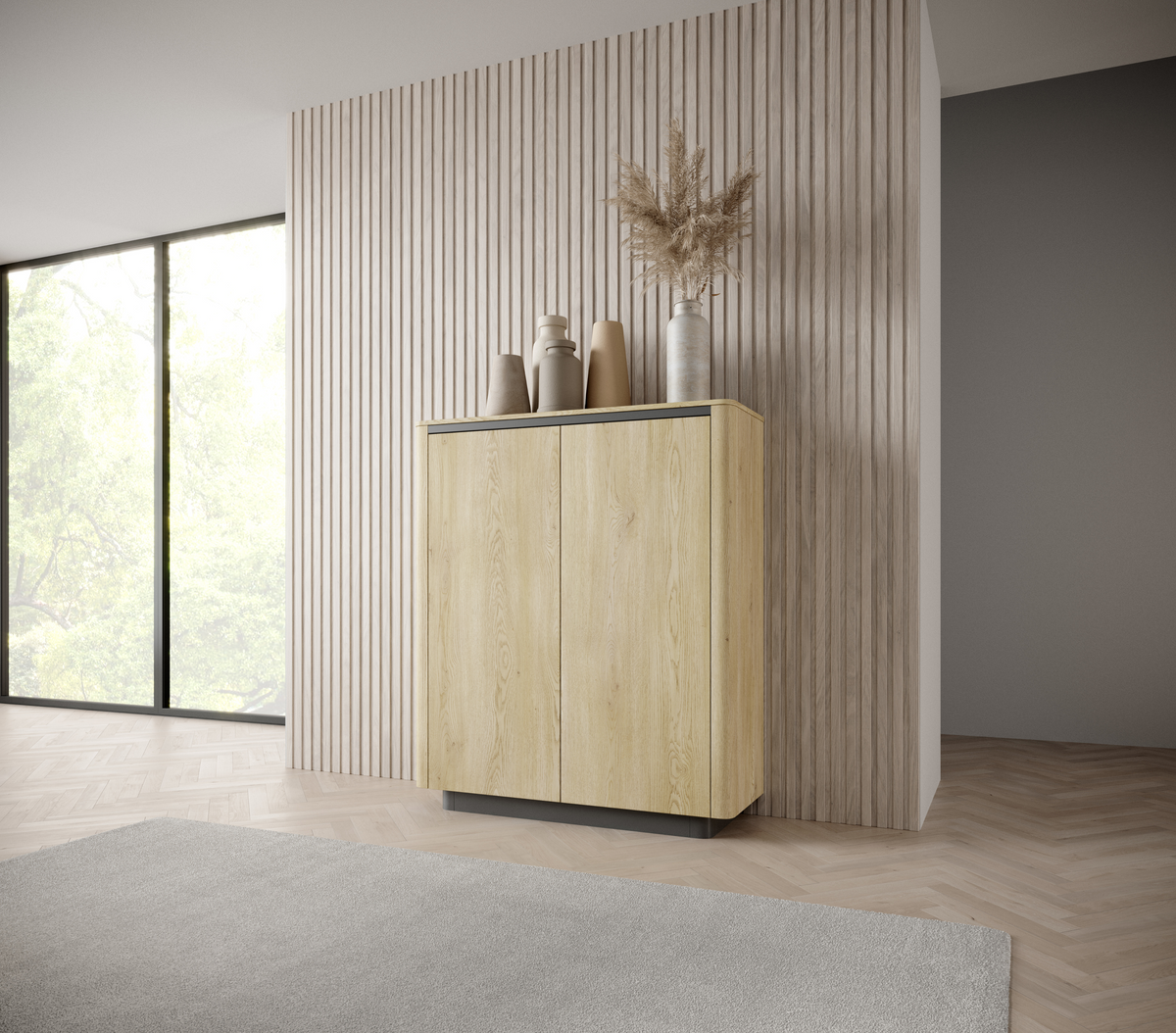 Credenza 2 ante rovere/nero Libra 113x133 cm