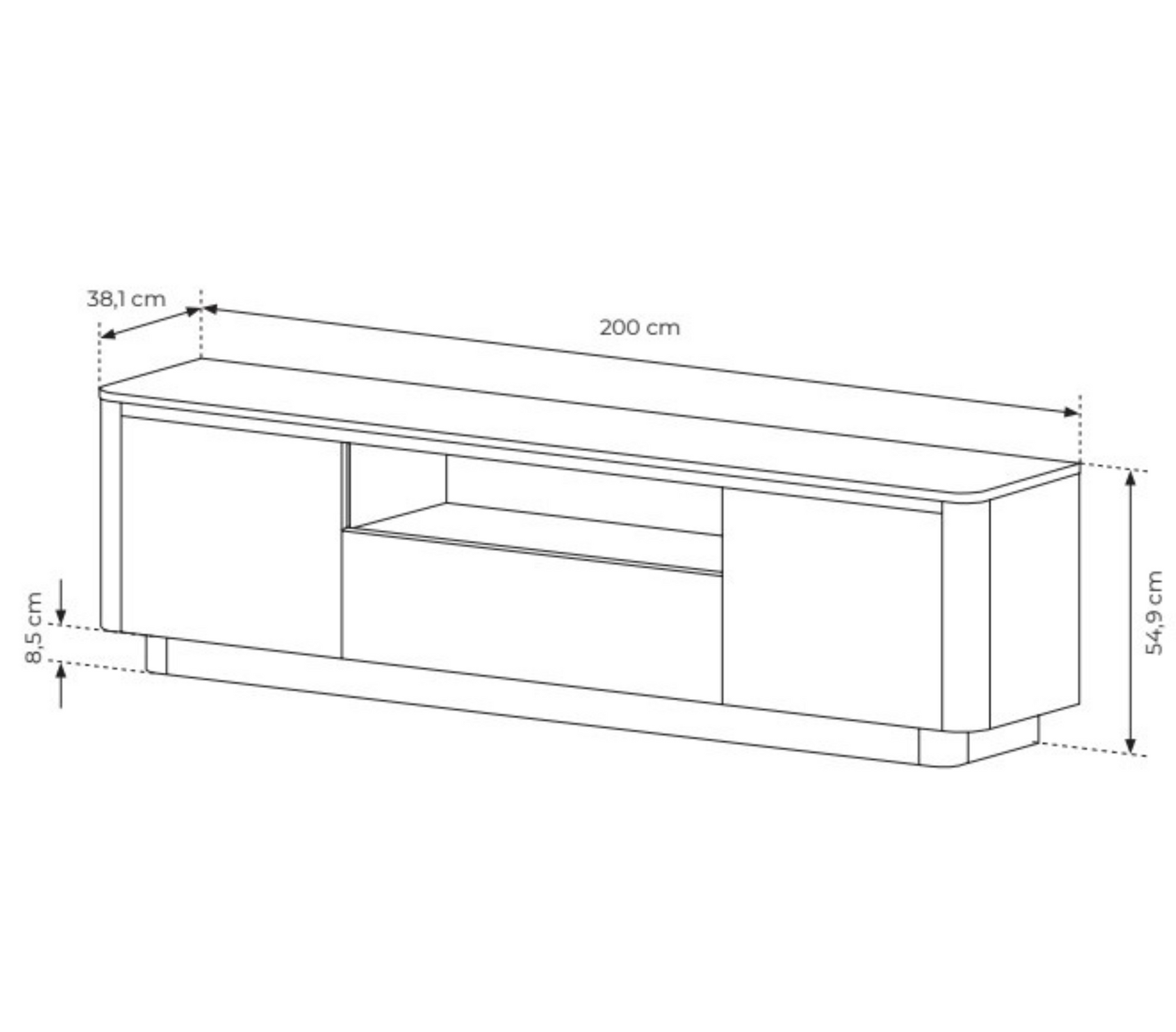 Mobile TV 3 ante rovere/nero Libra 200x55 cm