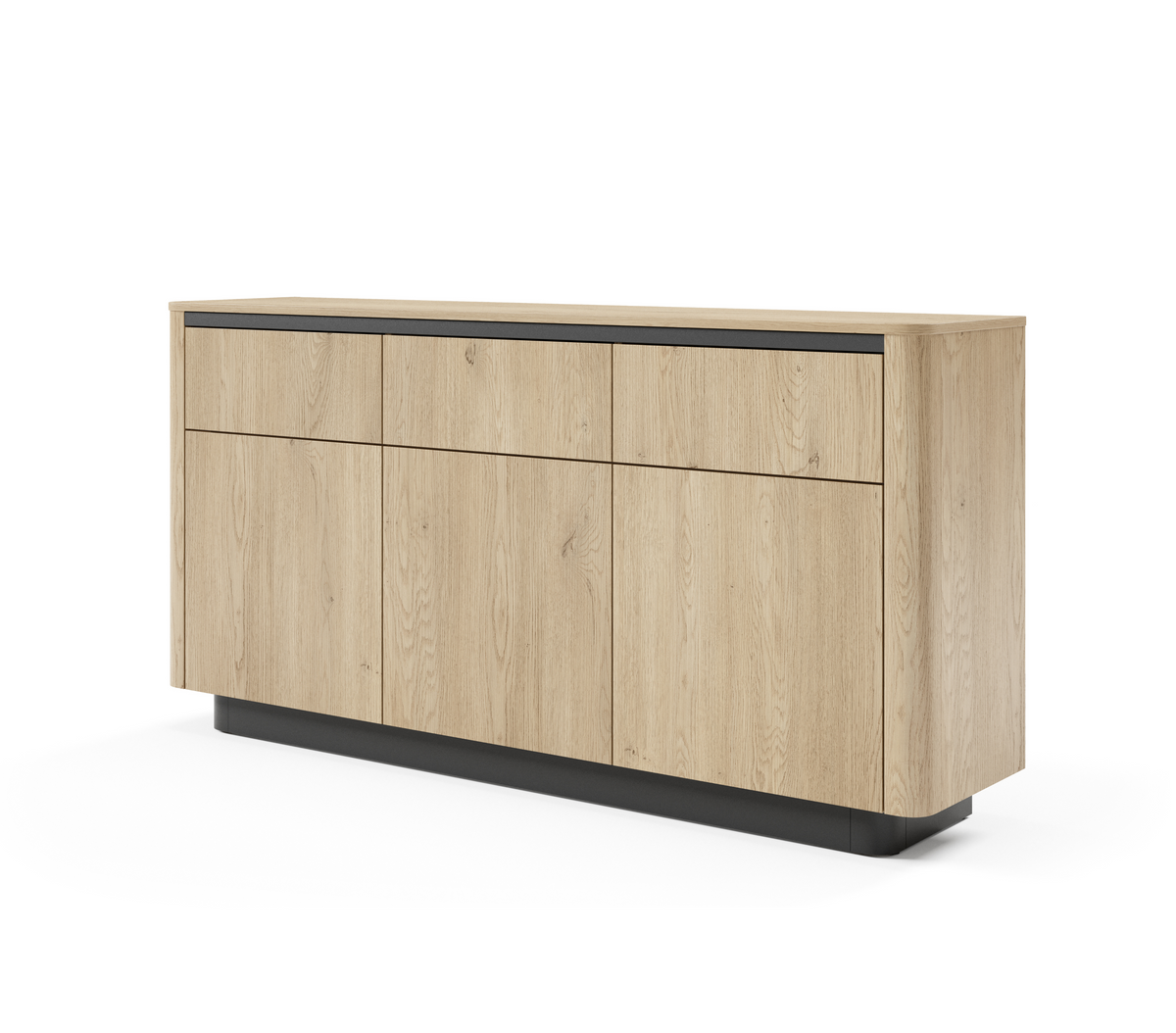 Madia 3 ante 3 cassetti rovere/nero Libra 163x82 cm