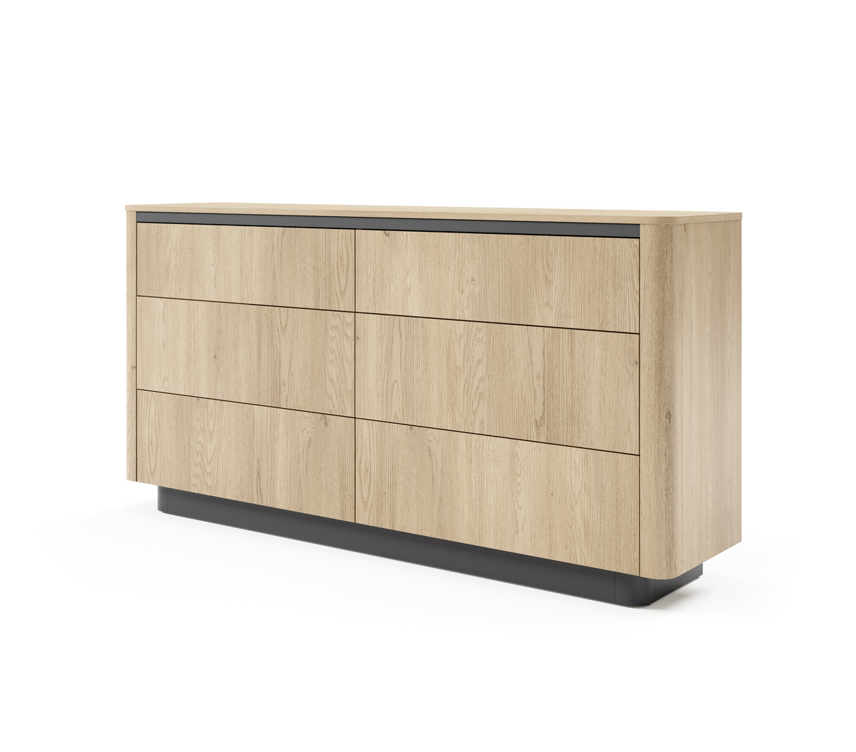 Madia 6 cassetti rovere/nero Libra 163x82 cm