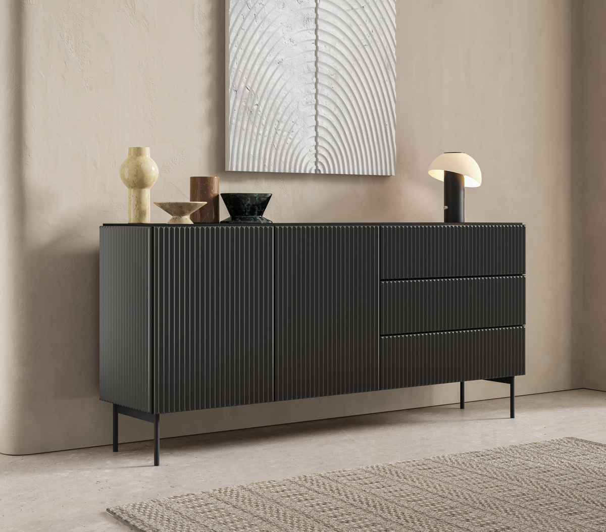 Madia 2 ante 3 cassetti con piede in metallo Neva 177x81 cm