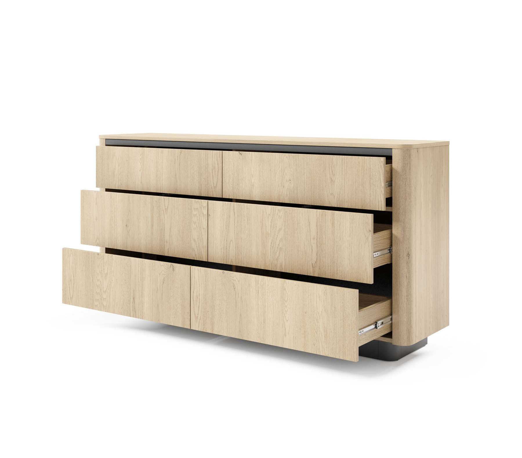 Madia 6 cassetti rovere/nero Libra 163x82 cm