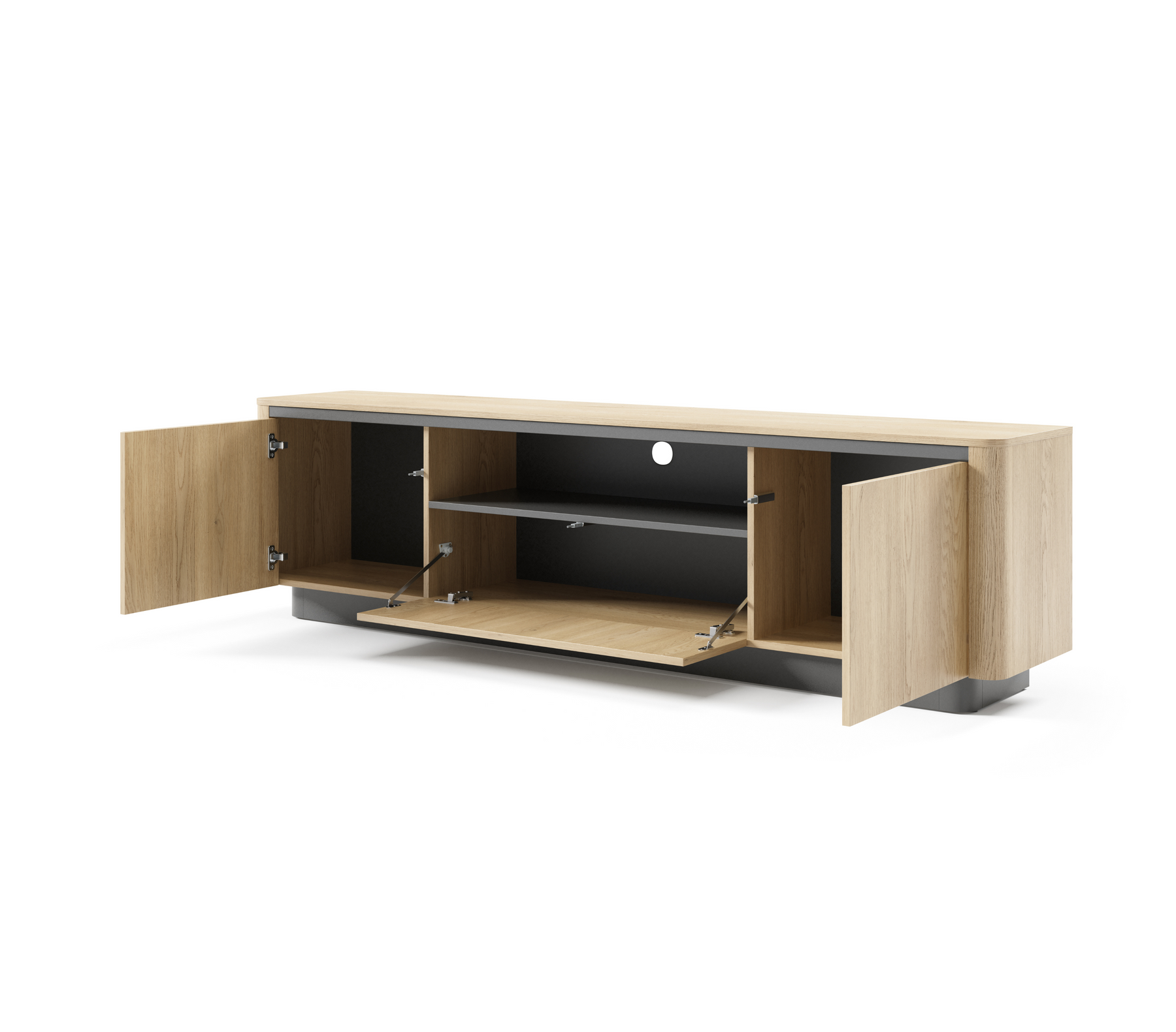 Mobile TV 3 ante rovere/nero Libra 200x55 cm