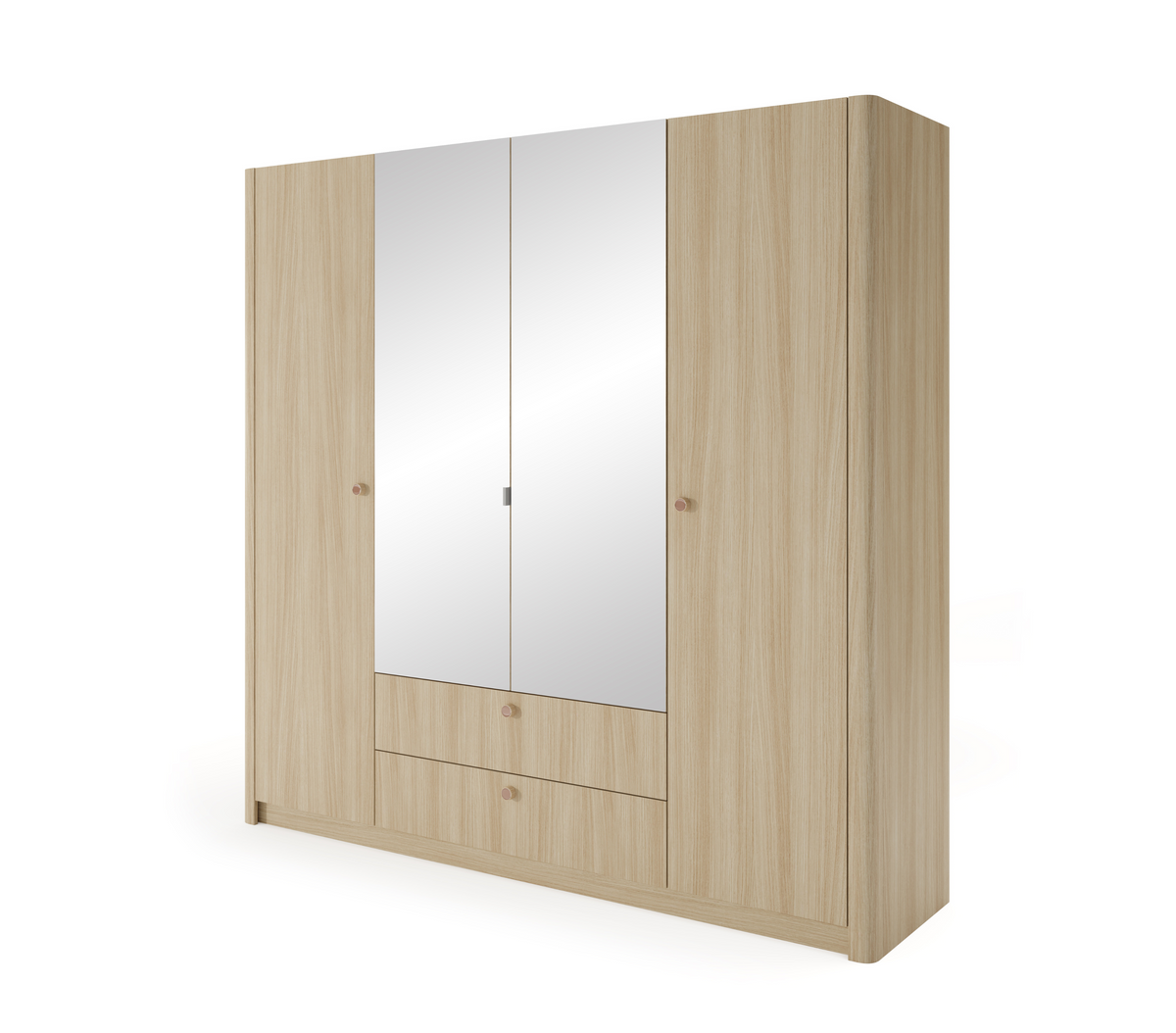 Armadio 4 ante 2 cassetti rovere Arlo 213x208 cm