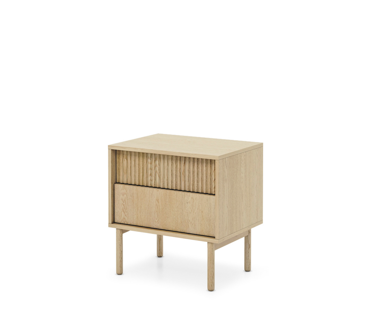 Comodino 2 cassetti con piede in legno Aries 53x55 cm