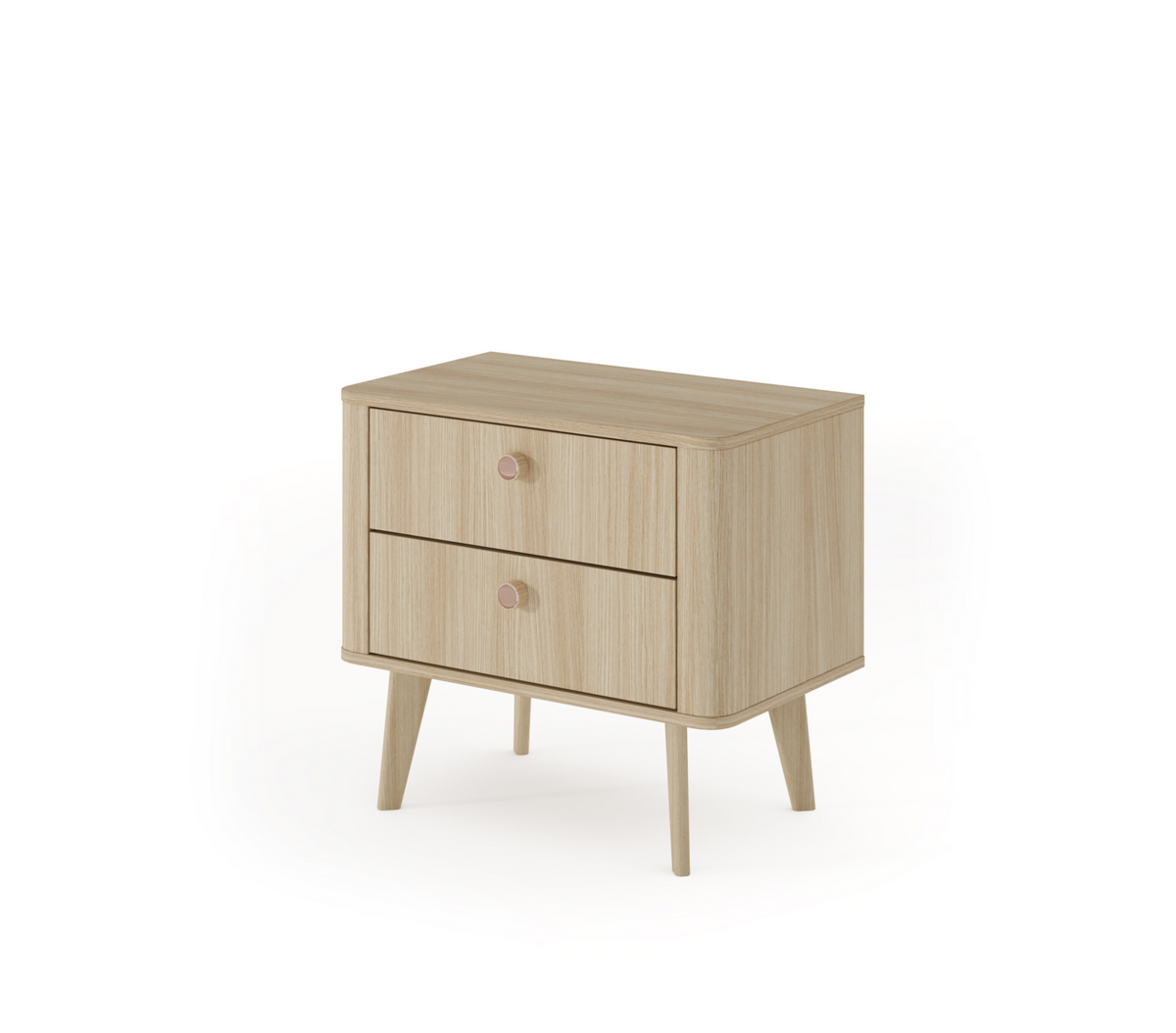 Comodino 2 cassetti rovere Arlo 63x57 cm