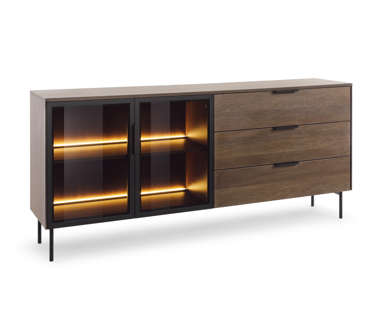 Madia 2 ante 3 cassetti con piede in metallo Lume 181x82 cm