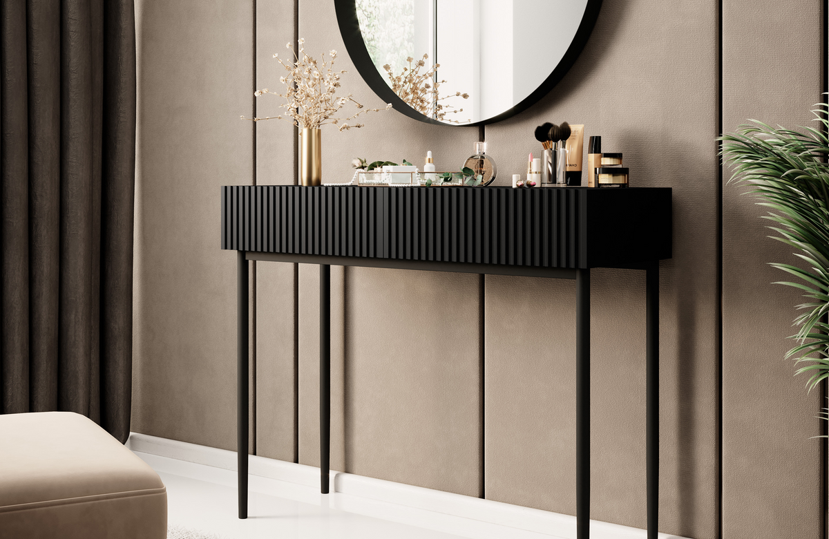 Consolle 2 cassetti con piede in metallo nero Nicole 100x82 cm