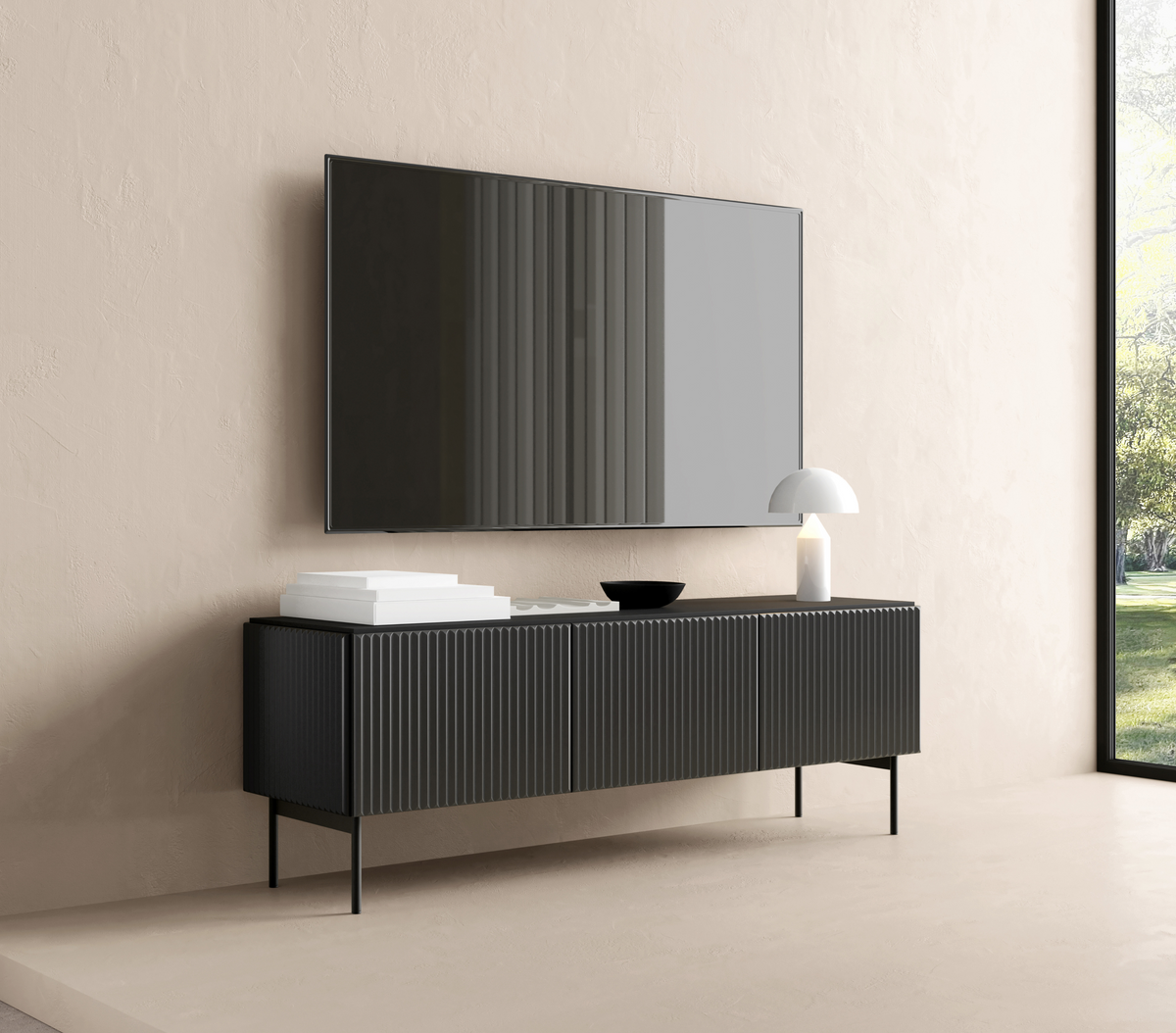 Mobile TV 4 ante con piede in metallo Neva 147x51 cm