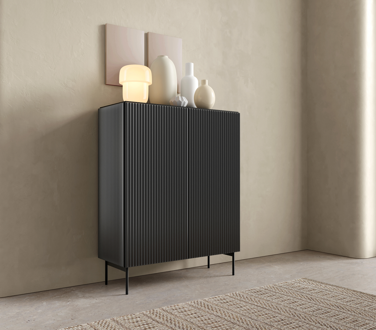 Credenza 2 ante con piede in metallo Neva 98x123 cm