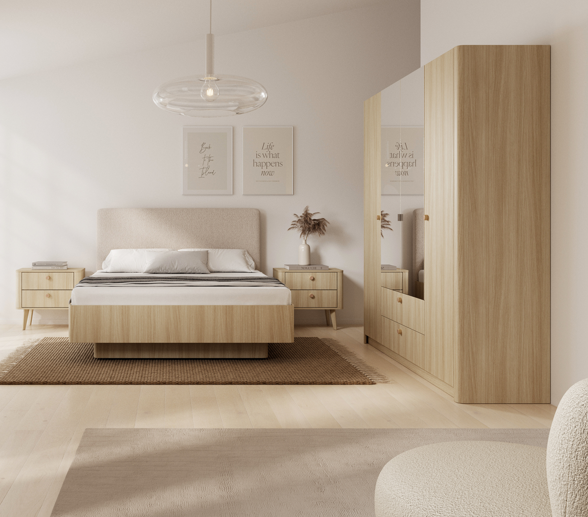 Armadio 4 ante 2 cassetti rovere Arlo 213x208 cm