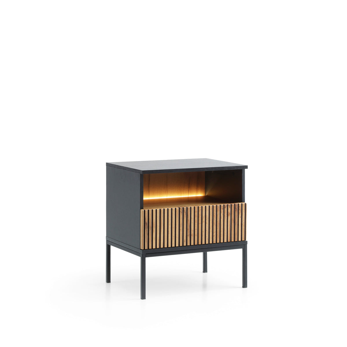 Comodino con 1 cassetto e LED integrato Aura 54x56 cm