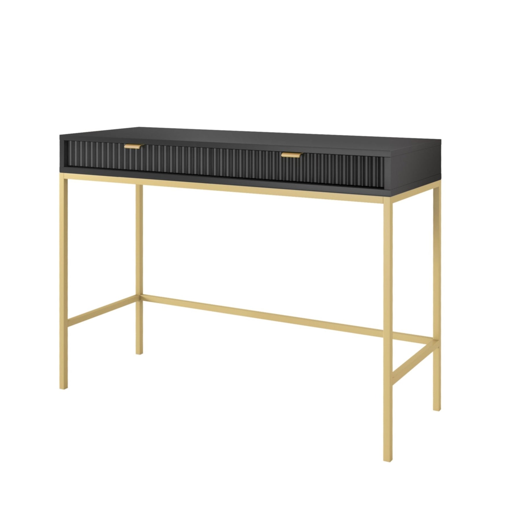Consolle con piedi in metallo 2 cassetti in legno laminato Miseno 104x78 cm