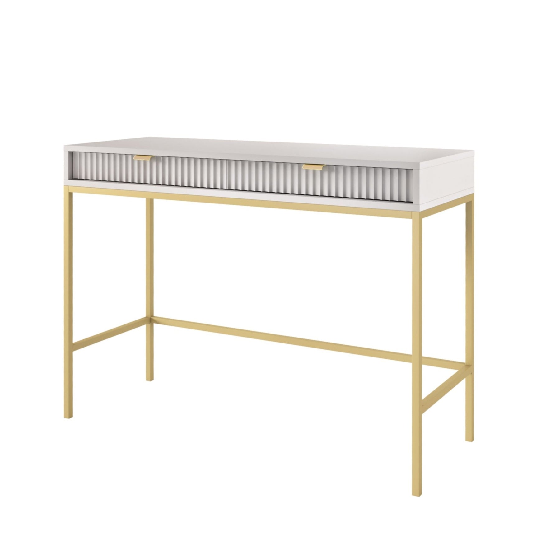 Consolle con piedi in metallo 2 cassetti in legno laminato Miseno 104x78 cm