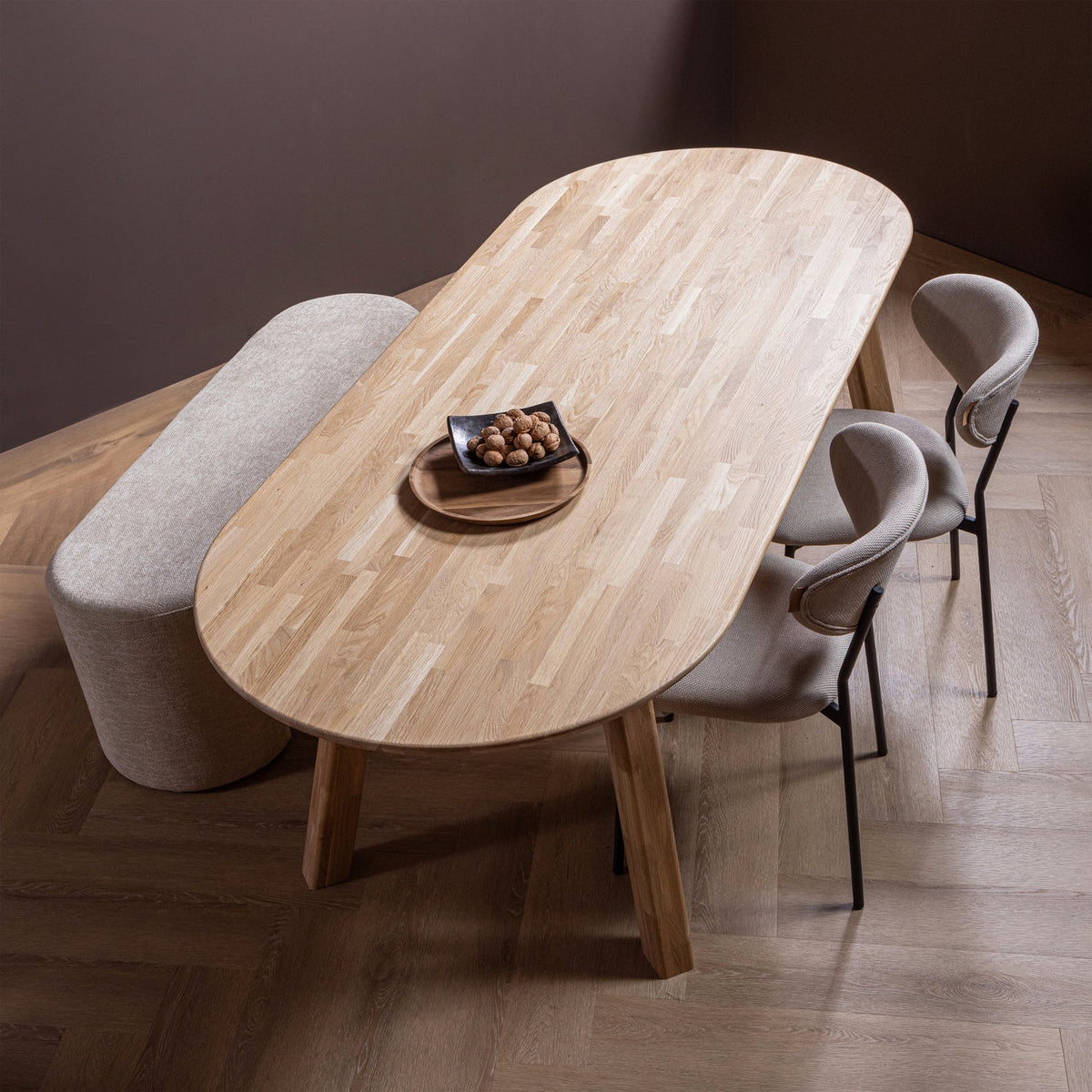 Tavolo da pranzo ovale in rovere Plano 75x219 cm