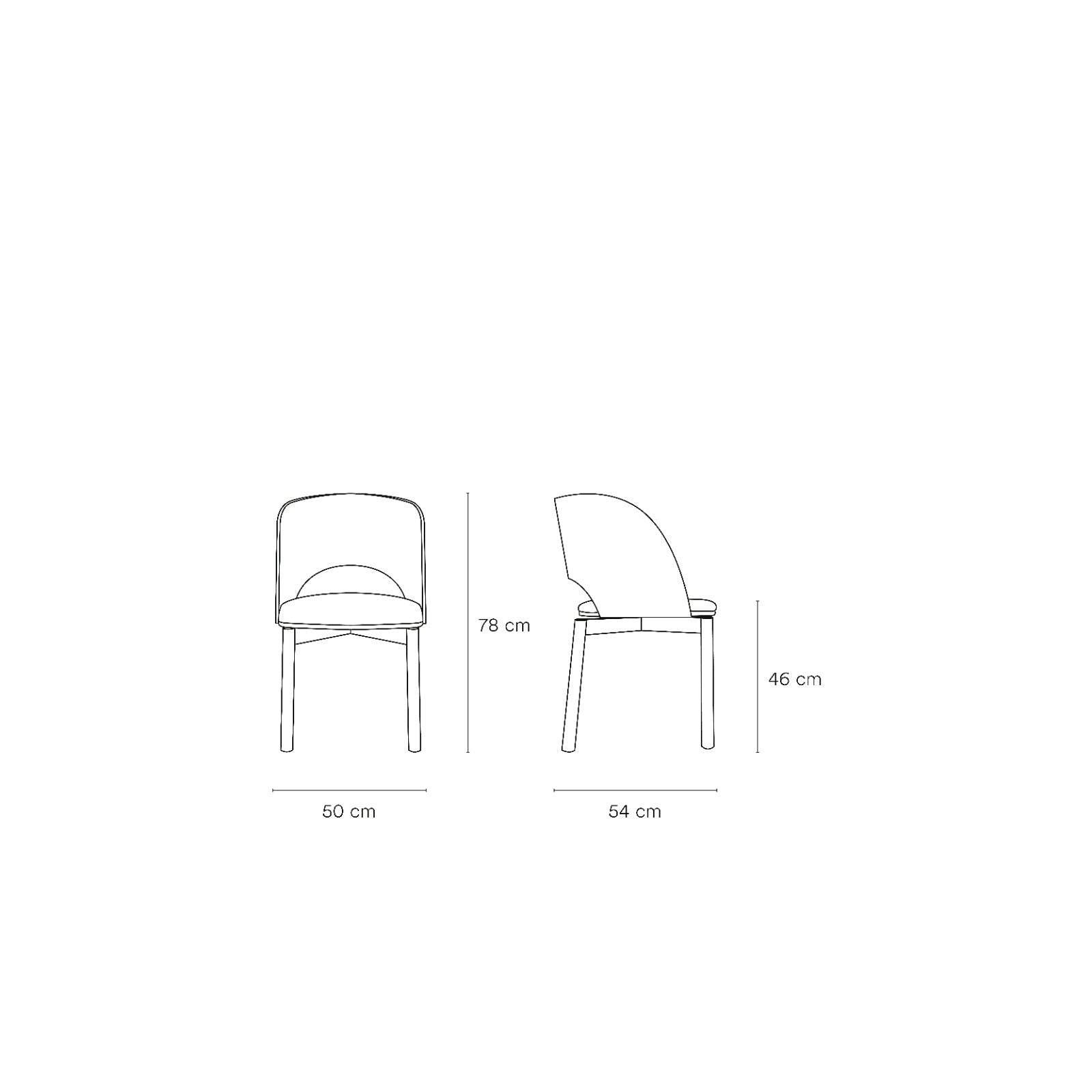 Set 2 sedie in frassino naturale e seduta grigio chiaro Dam 50x78 h45 cm