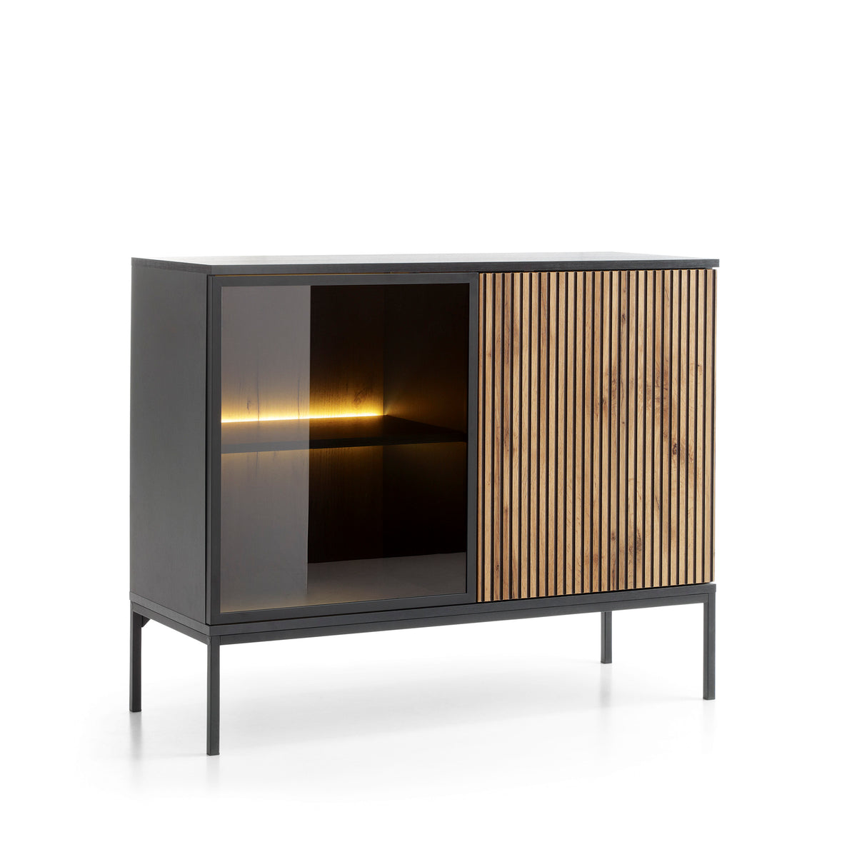 Credenza a 2 ante con LED integrato Aura 104x83 cm