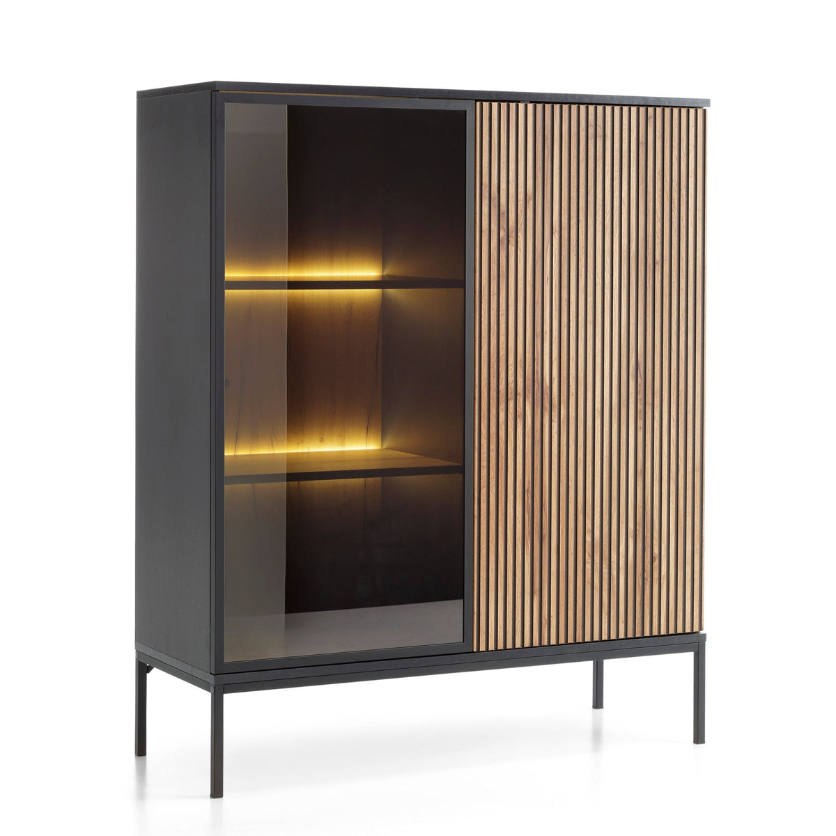 Vetrina con 2 ante e LED integrato Aura 104x126 cm