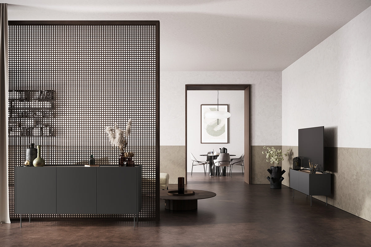 Mobile TV 2 ante 1 cassetto con piede in metallo Mars 120x60 cm
