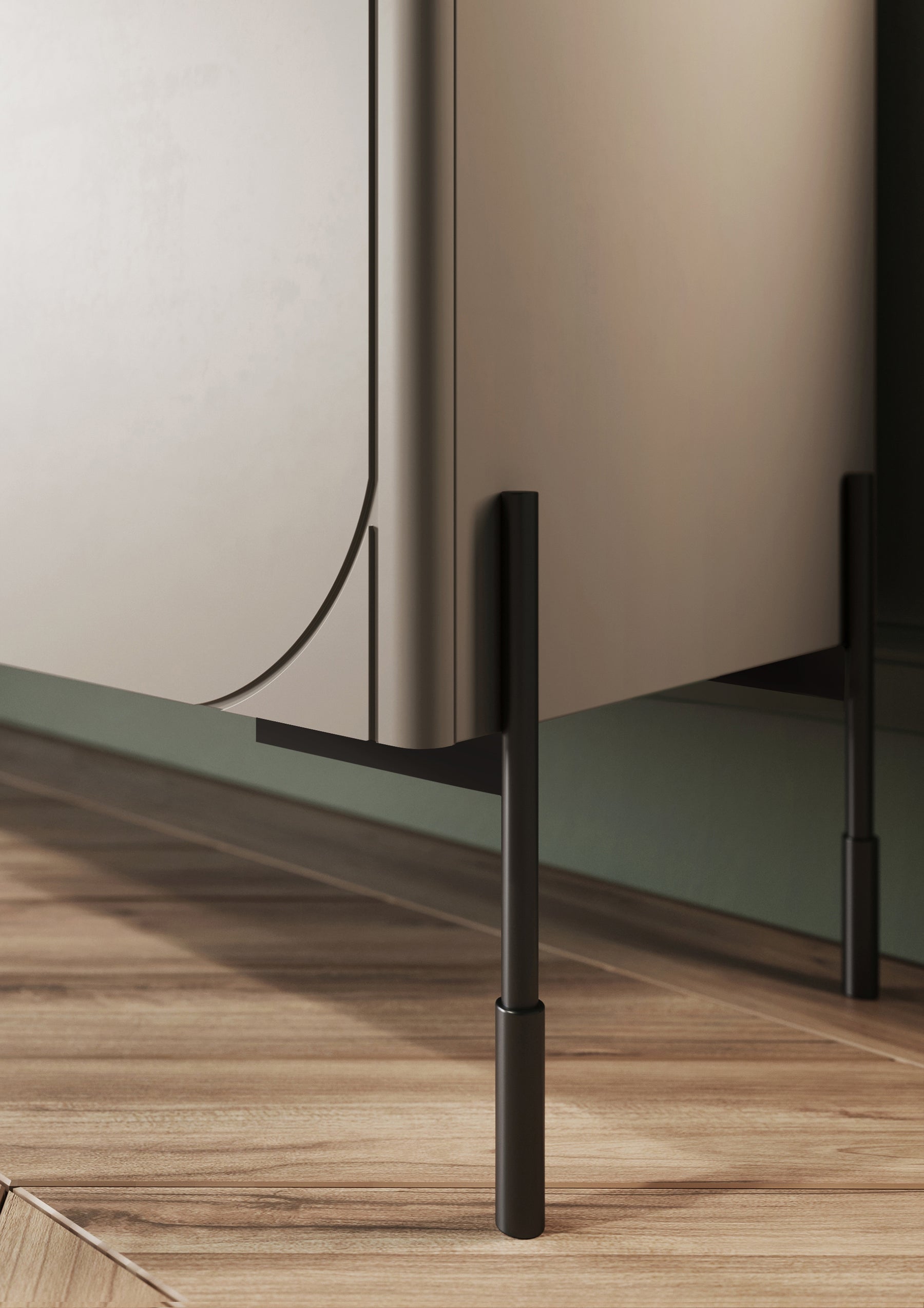 Mobile TV 4 ante con piede in metallo cashmere Sonatia 204x65 cm